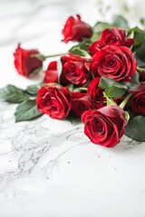 bouquet of red roses on the bed Generative AI