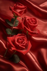bouquet of red roses on the bed Generative AI