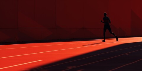 Fototapeta na wymiar Red running track at the stadium Generative AI