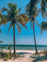 palm trees in summer on a beach in Mexico