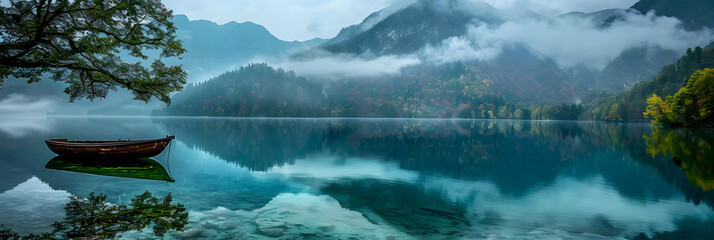 Boats on the Braies Lake