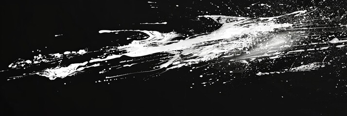 Bold Abstract White Paint on Black Background on Banner