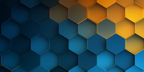 Blue and yellow gradient background with a hexagon pattern in a vector illustration 