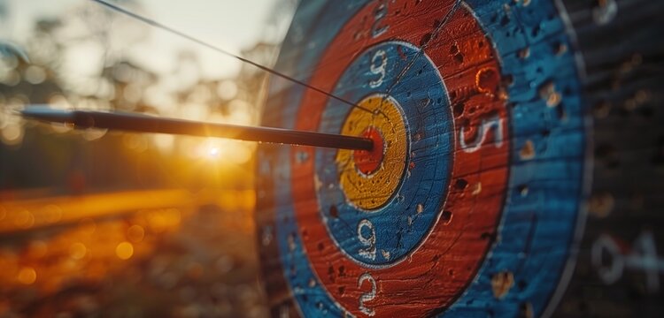 On point and aiming for success - striking the target dead center with the arrow.