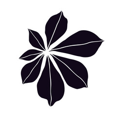 Botanical silhouette of chestnut leaves.Vector graphics.
