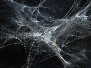 An abstract network of gossamer threads against a dark background evokes a mystical or scientific vibe for creative projects or conceptual art.