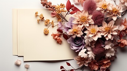 paper flowers mock up with copy space for text