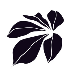 Botanical silhouette of chestnut leaves.Vector graphics.