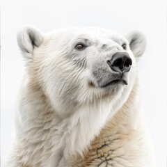 Fototapeta premium Angled polar bear headshot with white background