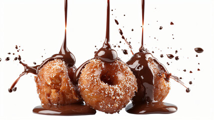 Chocolate Donut Holes with Chocolate Sauce Isolat