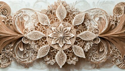 Beautiful natural decorations create a fantastic pattern on white paper, giving it a luxurious accent.