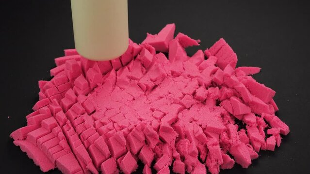 Very Satisfying and Relaxing Kinetic Sand ASMR video. Cutting anti stress macro close up colorful Kinetic Sand with a Knife. ASMR sounds.
