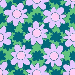 Cartoon retro flower seamless floral pattern for wrapping paper and fabrics and kids clothes print and party