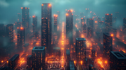 Futuristic megapolis cityscape - night scene