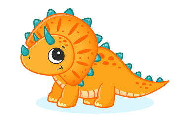 Little cute dinosaur. Illustration for children. For poster,  stickers, card,  game.