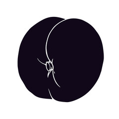 Silhouette, stamp of peach fruit.Vector graphics.