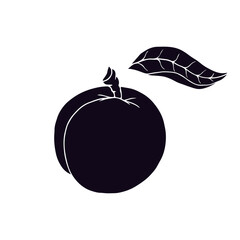 Silhouette, stamp of peach fruit.Vector graphics.