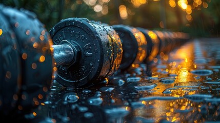 Gym mat covered in sweat after a workout, dedication and perseverance - obrazy, fototapety, plakaty