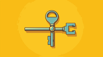 Vector illustration a metal key with a yellow charm