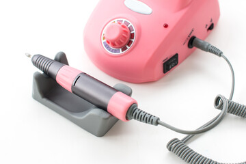 a machine for hardware manicure. Nail treatment and nail polish removal