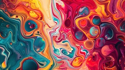 Abstract Oil Painting effect background, Psychedelic Patterns: Vibrant and often hallucinogenic patterns.  - obrazy, fototapety, plakaty