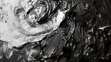 Fotobehang Monochrome oil abstract, thick texture, close focus, ambient light.  © Thanthara