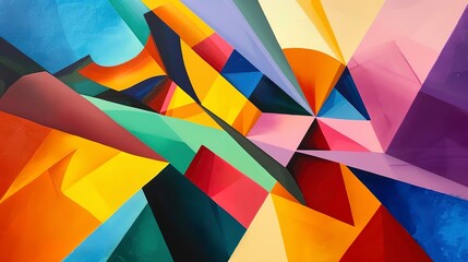 Oil paint abstract, geometric shapes, bold colors, direct sunlight, sharp angle.  - obrazy, fototapety, plakaty