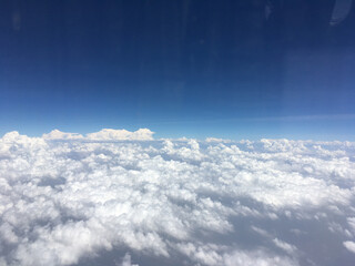 Cloud view from Aeroplane for Messaging and Communication Background