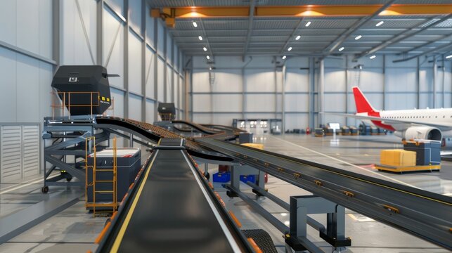 Cargo Handling Equipment: Highlight the specialized equipment used for handling air cargo, such as conveyor belts, cargo loaders, and automated systems. Generative AI 