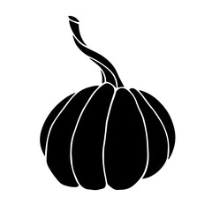 Botanical silhouette, pumpkin stamp. Vector graphics.