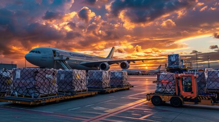 Collaborative Partnerships: Showcase collaborative partnerships between airlines, logistics companies, and cargo handlers, emphasizing the teamwork. Generative AI - obrazy, fototapety, plakaty