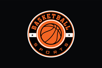 basketball vector icon logo design, with orange color - sports logo