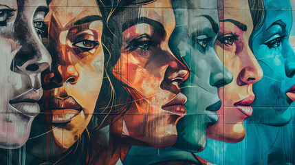 An abstract representation of a woman's face, a visual narrative of female pride and women empowerment on canvas