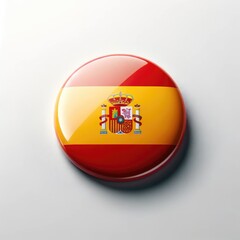 Fototapeta premium 3d button logo with Spanish flag on white background