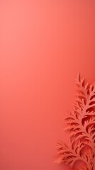 Fototapeta na wymiar Coral background with dark coral paper on the right side, minimalistic background, copy space concept, top view, flat lay, high resolution photography, stock photo, professional color grading