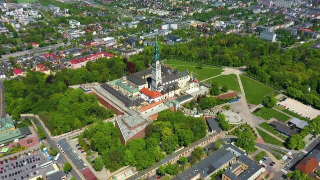 Aerial view of The Jasna Gora Monastery in Czestochowa
