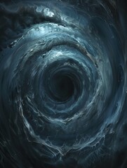 Underworld tornado summoned by a wizard, swirling darkness, top view, mysterious and powerful