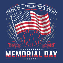 Memorial Day 2024 illustration typography, HONORING OUR NATION'S HEROES