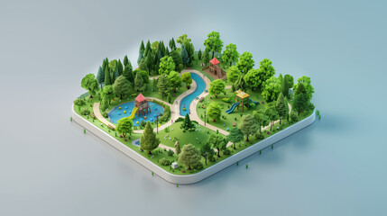 3d isometric view of a park