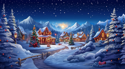 christmas city in the snow