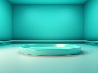 cyan abstract background vector, empty room interior with gradient corner in a yellow color for product presentation platform studio