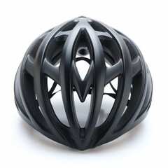 3D Black Helmet for Bicycle Safety isolated on white background, front view