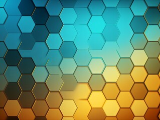 Cyan and yellow gradient background with a hexagon pattern in a vector illustration