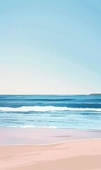 Blue Paradise, Tropical Beach and Sky, Minimalism, phone wallpaper 