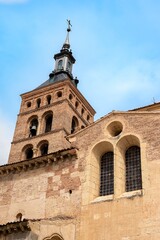 Fototapeta na wymiar Church of San Martin built in the 12th century in Romanesque style in the Spanish city of Segovia