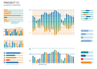Finance elements charts in color. Vector illustration.