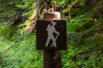 Hiking Trailhead Sign in Mount Rainier