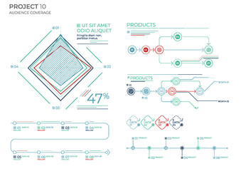 Modern project charts. Finance elements vector illustration.