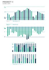 Business analysis charts in color. Finance Charts.