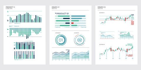 Business elements charts in color. Vector illustration. - 784803388